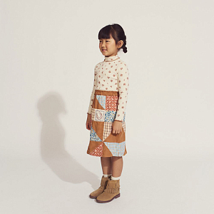 Юбка вельветовая Gingersnaps "Midi Dakota Patchwork", микс с коричневым